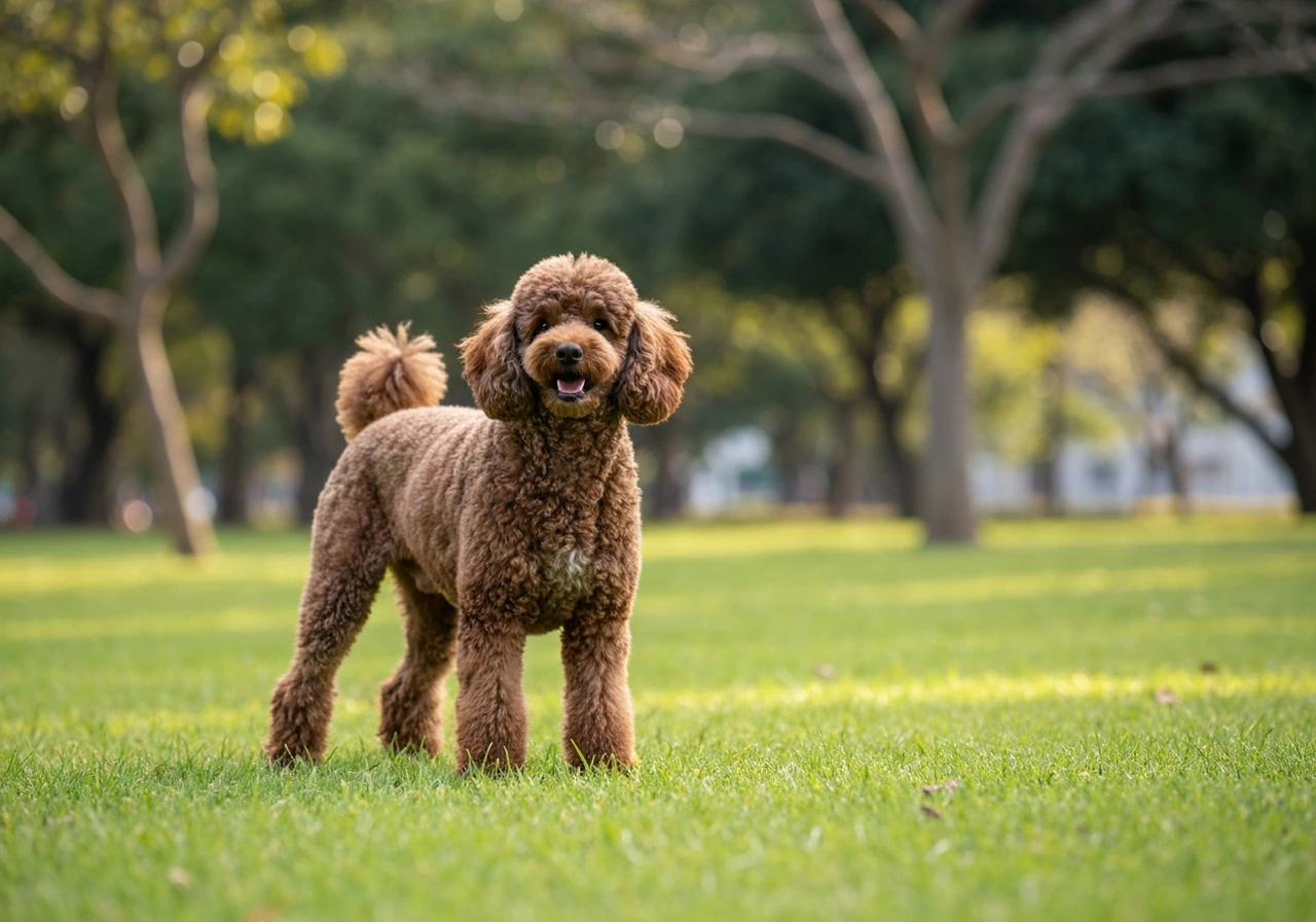 Caniche adult standing proud