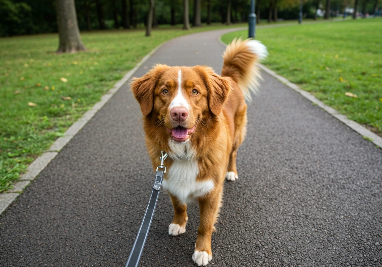 Nova Scotia Duck Tolling Retriever on a walk