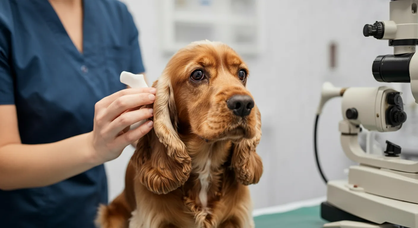 Cocker Spaniel during eye health examination for PRA screening
