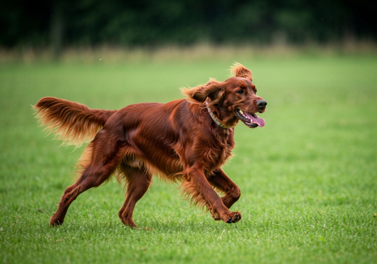Setter Irlandais adult standing proud