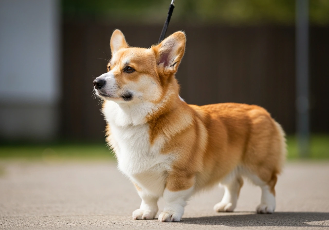 Welsh Corgi Pembroke during veterinary eye assessment